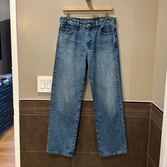 JW Anderson x Uniqlo Cotton Mid-Rise Classic Straight-Leg Denim Jeans (65 Blue) - Picture 9 of 16